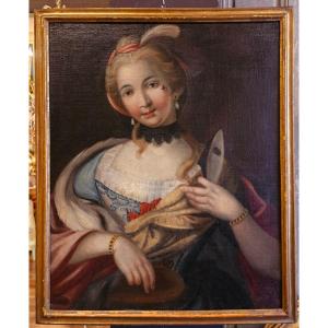 Portrait Of A Young Woman With A Mask, 18th Century