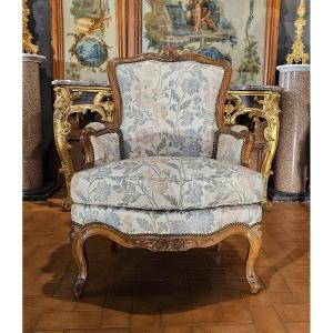 Louis XV Period Natural Wood Bergère