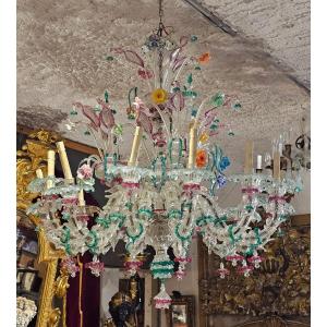 Important Venetian Glass Chandelier Circa 1900