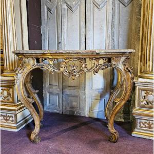 Louis XV Period Lacquered And Gilded Wooden Console