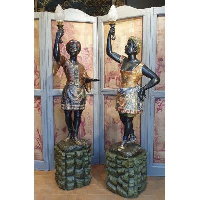 Two Important Statues Of Moors From The XIXth Century