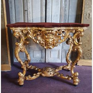 Middle Table In Golden Wood Baroque Style