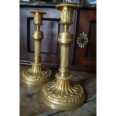 Pair Of Bronze Candlesticks XIX E