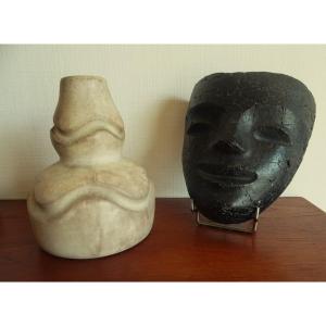 Henri Grailhe (1905-1966) Rare Imitation Marble Ceramic Vase, Vallauris, Raty, Picasso,