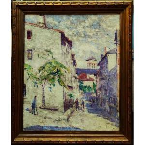 Pierre Thomas (1865-1930) Animated View Of Eymoutiers, Limousin. Crozant School, Limoges, Alluaud