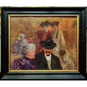 Jean Lefort (1875-1954) Social Scene. Paris, Bordeaux, Limousin, War 14-18, Mucha Steinlen