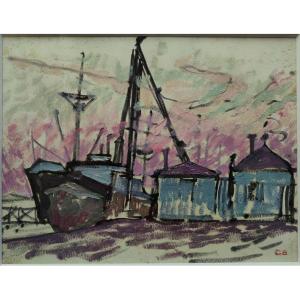 Charles Bichet (1863-1929) Oil Painting Port Of La Rochelle. School Of Crozant, Limoges, Thomas, Alluaud