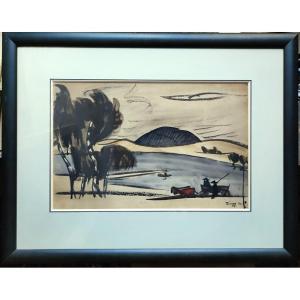 Jules Emile Zingg (1882-1942) Harnessing At Chambon, Auvergne 1921. Japanese Style, Murols, Marquet.