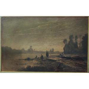 Charles Donzel (1824-1889) Washerwomen, Vienne. Crozant School, Creuse, Corot, Dupré Limousin