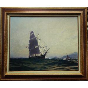 Alexandre Brun (1853-1941) Frégate, Marseille. Marine, Sailboat,bracquemond, Cabanel, Monticelli