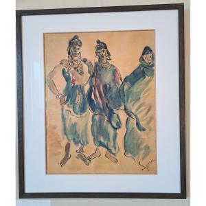 Woman Of Oualata Ink On Tracing Paper By Monique Cras