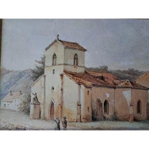 Watercolor Landscape With Schmidt Chapel