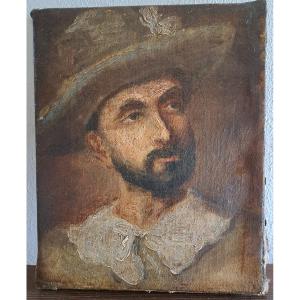 Portrait Of A Man Oil On Canvas 17th Century