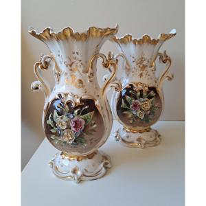 Pair Of Paris Porcelain Wedding Vases