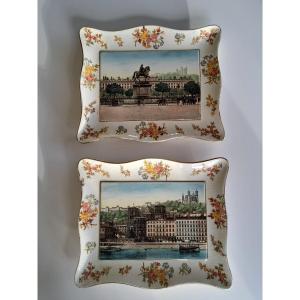 Pair Of Photolithographic Plates Depicting The City Of Lyon