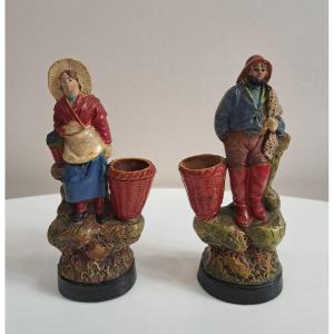 Terracotta Fishing Couple Moynet Mabilat