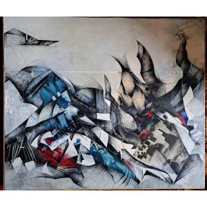 Painting By Bernard Privas, Mixed Media, 1988