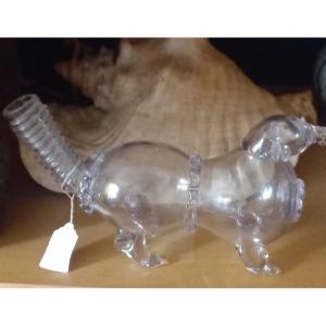  Blown Glass Oil Lamp Figuring A Dog