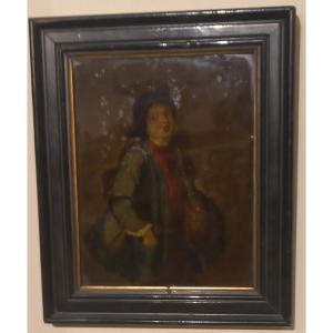 Reverse Painted Glass: Return From Hunting Of A Young Man