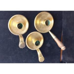 3 Brass Hand Candle Holders