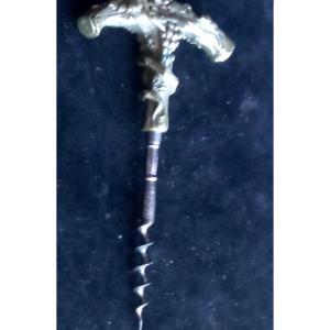 Silver Plated Bronze And Iron Corscrew