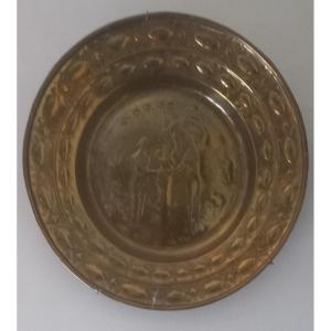 Flemish Offering Plate, With  Adam And Eve Scene For Decoration