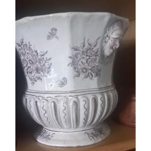 Louis XV Period Earthenware Cooler With Monochrome Manganese Decoration From The South Of France