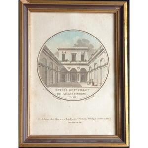 Aquatint Color Engraving By Janinet : Palais Bourbon In Paris 