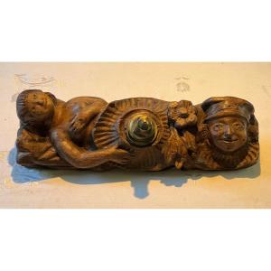 Carved Wooden Barrel Lock
