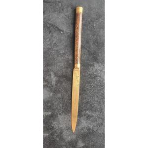 Straight Knife With A Gold Blade