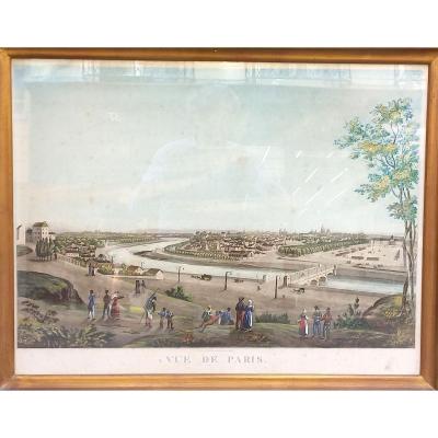 Panoramic Engraving View : Horse Race At Champ De Mars In Paris