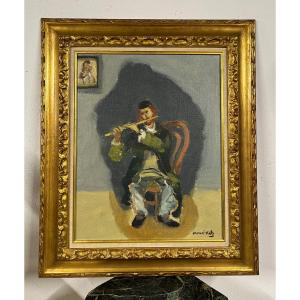 Oil On Canvas: The Klezmer Musician By Emmanuel Mané-katz 1884-1862