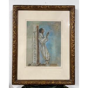 Gouache Krishnamurti By Antoine Bourdelle 1861-1929