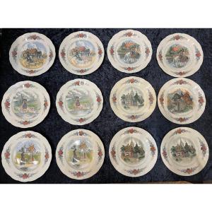 Henri Loux Utzschneider & Cie 1904-1906: 12 Dessert Plates 