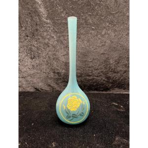 Delatte Nancy Vase: Glass Paste - Enameled With Rose Decoration