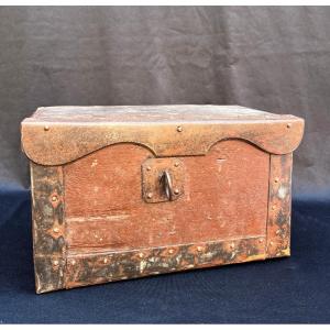 19th Century Wooden And Wrought Iron Box