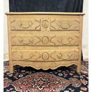 Curved Chest Of Drawers In Light Oak, Regency Style, Circa 1950