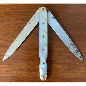 Knife, La Berge, Blades, Silver, Steel, Mother-of-pearl, Gold, Orléans, 18th Century