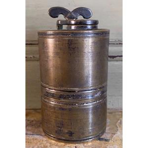 Inkwell, Hourglass, Travel, Silver, Plated, 18th Century