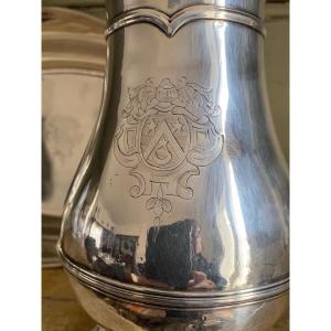 Ewer, Basin, Silver, Coat Of Arms, Paris, 18th Century