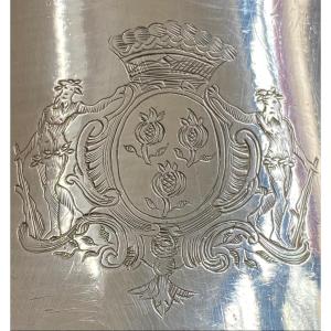 Rennes, Water Jug, Barber, Ewer, Silver, Coat Of Arms, 18th Century