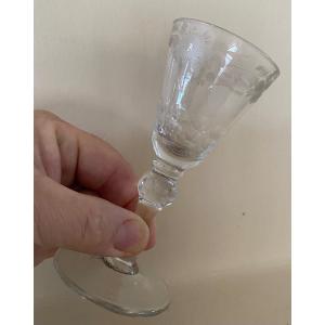 Blown Glass, Etched, Stemmed Glass, 18th Century