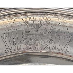 Flat, Metal Doubled, Plated, Silver, Coat Of Arms, 18th Century