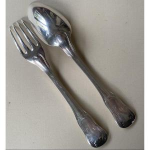 Silver Cutlery, Violin-shaped Strings, Shells And Clasps, Paris 18th Century