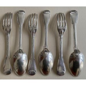 Silver Flatware, Filets Coquilles, Paris 1752