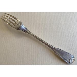 Anthiaume, Serving Fork, Ragoût, Silver, Coat Of Arms, Paris 1763