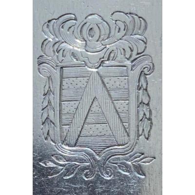 Two Stew Spoons, Silver, Shell Fillets, Coat Of Arms, Bordeaux, 18th Century