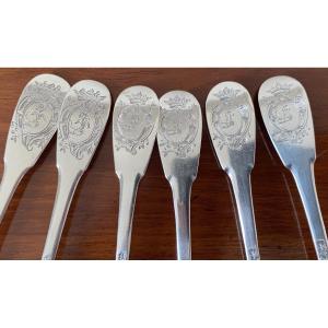 Small Spoons, Tea Spoons, Silver, Uniplat, Arms, Avignon 1750