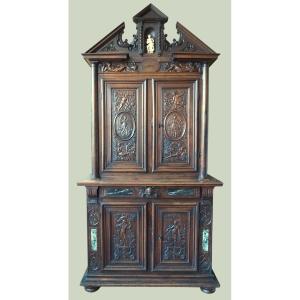 Small Renaissance Period Cabinet With 10 Allegories