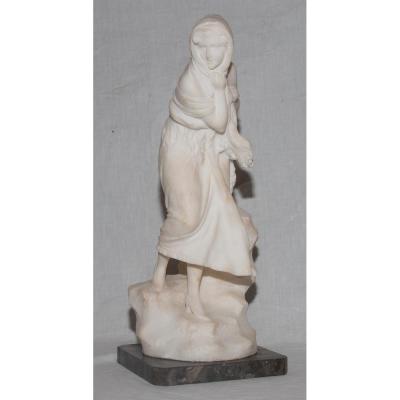 Alabaster Sculpture "the Frileuse" Signed A. Del Perugia (xix-xx)